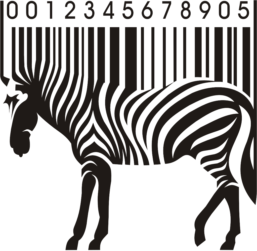 Cebra cuyas franjas se fusionan en un código de barras